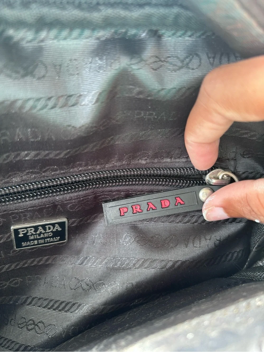 Vintage Y2K Prada Sport Linea Rossa Black Nylon Messenger Crossbody Bag